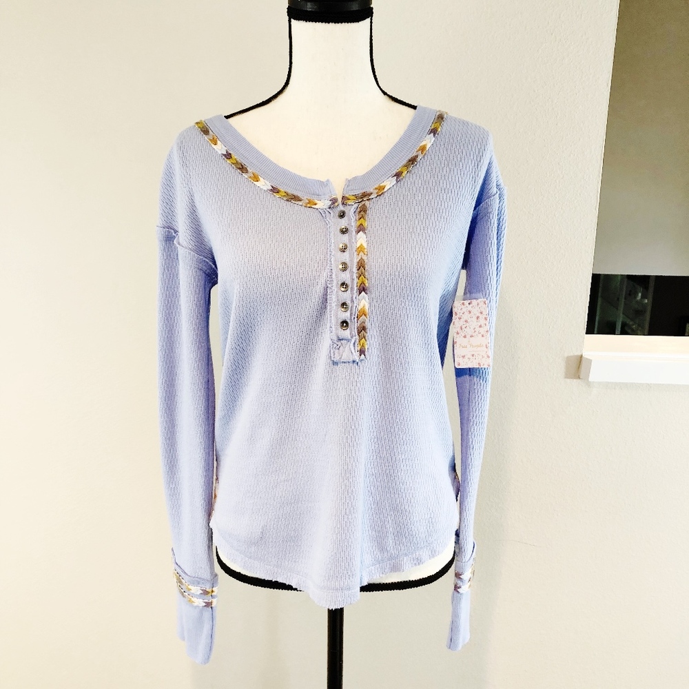Free People Light Blue Rainbow Thermal - Picture 2 of 5